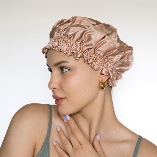 100% Mulberry Silk Double Layered bonnet With Self-Tie